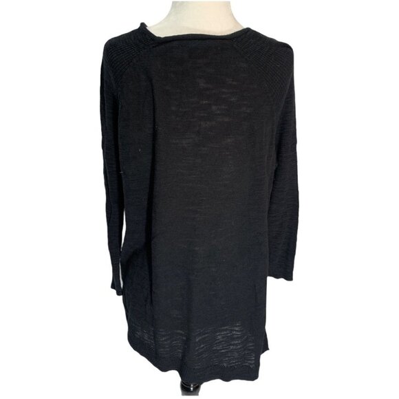 LE Chateau♠️Sweater Asymmetric Hem 3/4 Sleeve Black Pullover Lightweight Size XS - Picture 6 of 9